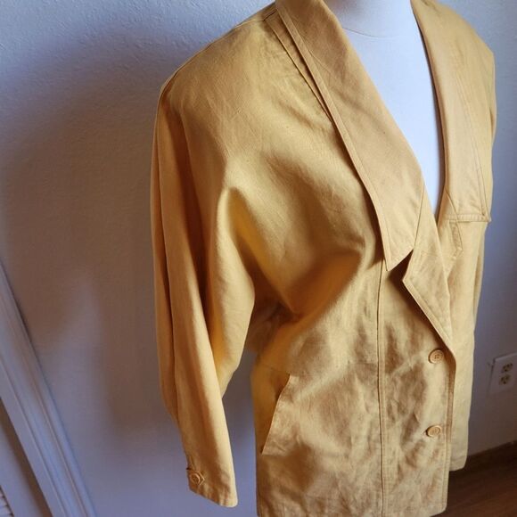 Toffs Vintage Yellow Linen Blazer - Picture 2 of 5